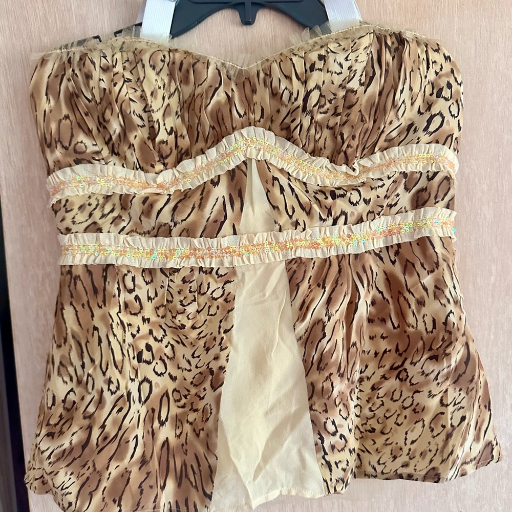 Susan Lucci  Adidas Brown Leopard Print corset Top